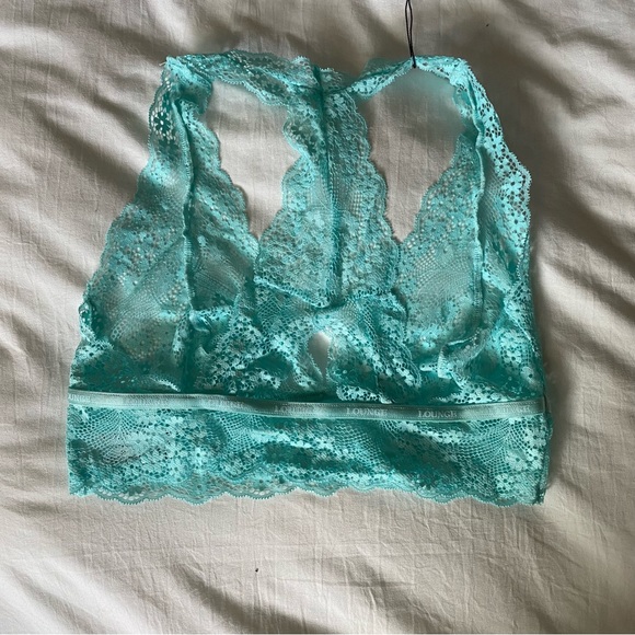 *SET* *NWT* Lounge Underwear AQUA BLUE LACE TRIANGLE BRALETTE (M) & BRIEFS (S) - Picture 4 of 8